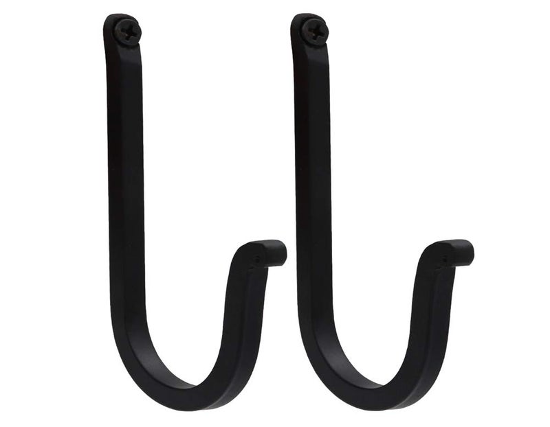 THDC Single Prong Wrought Iron Hooks, Vintage Hand Forged Iron Curved Metal Fastener Decorative Colonial Wall DÃ©cor, Heavy Duty Wall Hooks, Hangers for Keys, Coats, Robe, Bags, Home, Kitchen (2) - Image 1